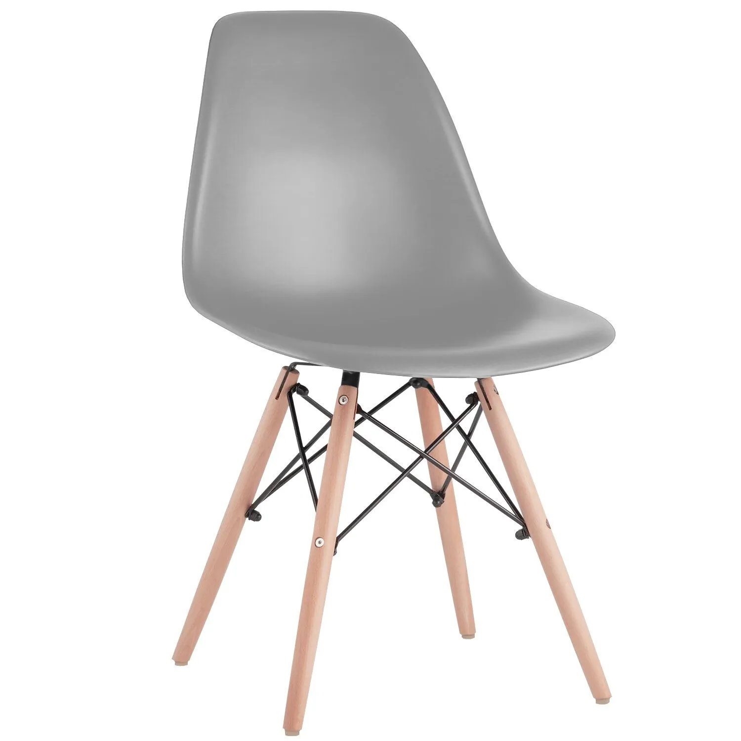 532632, Стулья BRABIX "Eames CF-010", КОМПЛЕКТ 4 шт., пластик серый, опоры дерево/металл, 532632, 2033A - фото 2
