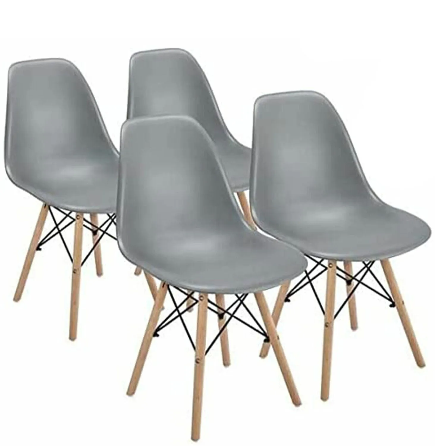 532632, Стулья BRABIX "Eames CF-010", КОМПЛЕКТ 4 шт., пластик серый, опоры дерево/металл, 532632, 2033A - фото 1