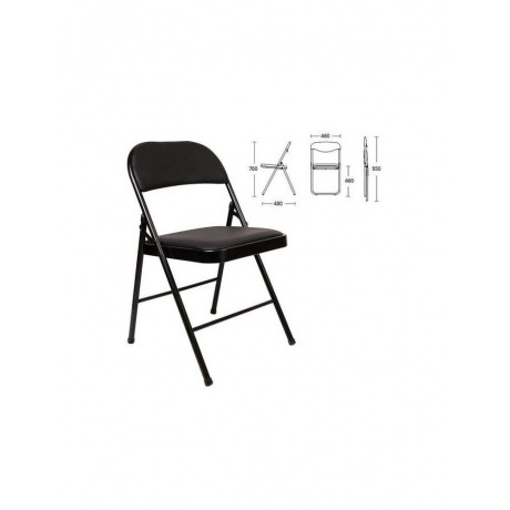 

531566, Стул складной для дома и офиса BRABIX "Golf Plus CF-003 Комфорт", черный каркас, кожзам черный, 531566