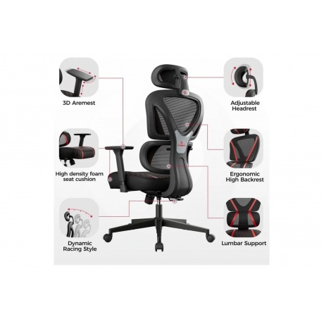 Компьютерное кресло Eureka Norn, красный (ERK-GC06-R) - фото 5