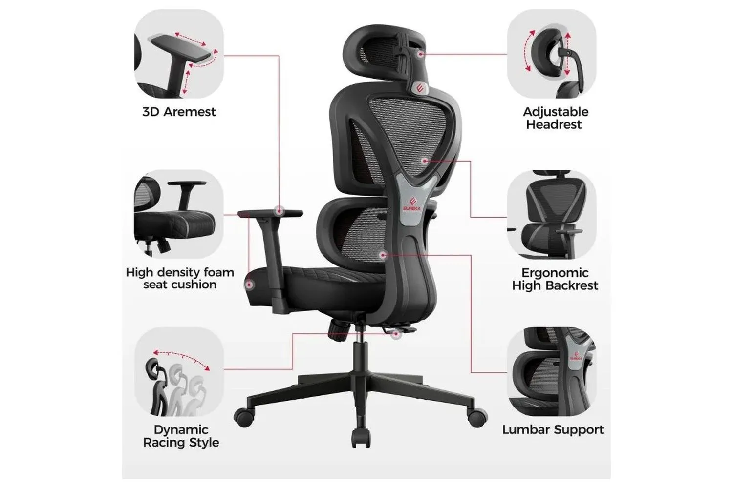 Компьютерное кресло Eureka Norn, серый (ERK-GC06-GY) - фото 5