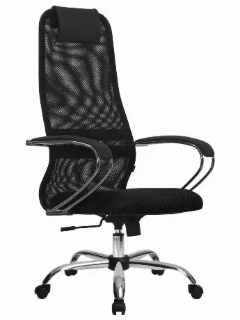 Кресло офисное МЕТТА "SU-B-8" хром, ткань-сетка, сиденье мягкое,...