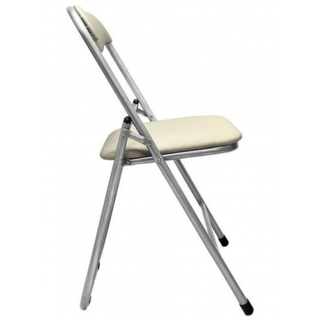 Стул складной для дома и офиса РС04, серебристый каркас, кожзам бежевый - фото 3