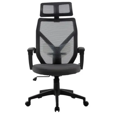 Кресло Cactus CS-MC414-GY черный/серый сетка/ткань с подголов. к...