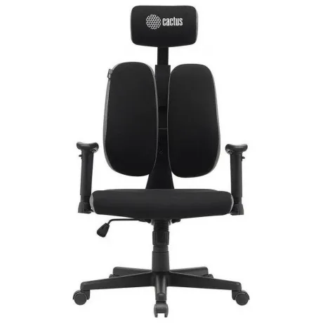 Кресло Cactus CS-CHR-MC03-BKGY черный/серый с подголов. крестов....