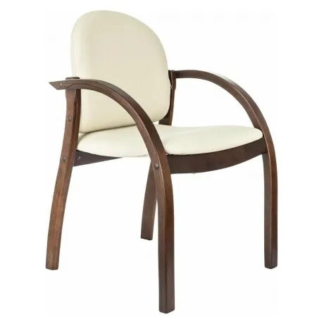 Стул Бюрократ ДЖУНО светло-бежевый эко.кожа на ножках дерево