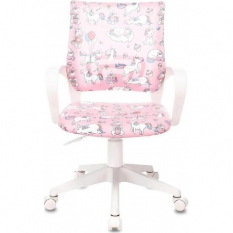 Кресло детское Бюрократ BUROKIDS 1 W розовый единороги крестов. пластик пластик белый - фото 2