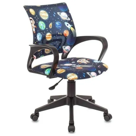 Кресло детское Бюрократ BUROKIDS 1 темно-синий космонавт крестов...