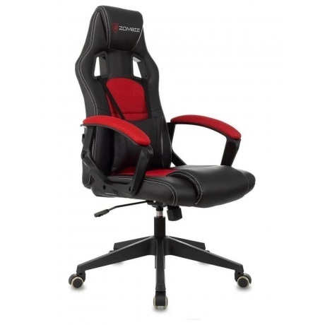 Кресло игровое Zombie Arena черныйкрасный экокожаткань крестов пластик 7769₽