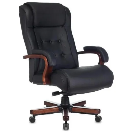 Кресло руководителя Бюрократ T-9926WALNUT черный кожа крестов. м...