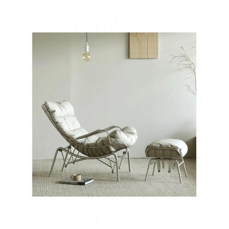 Кресло-качалка Liam с пуфом, серое - фото 4