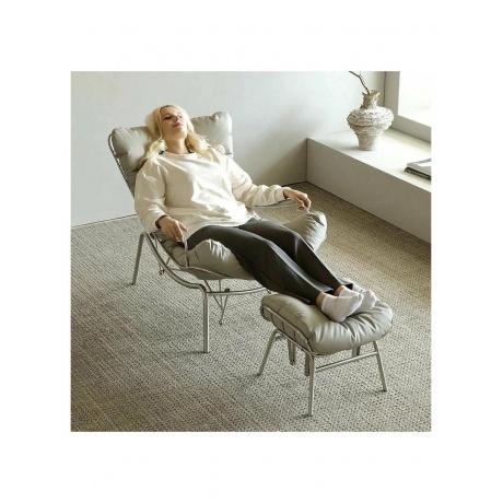 Кресло-качалка Liam с пуфом, серое - фото 5