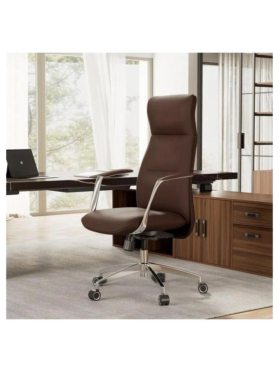Эргономичное кресло руководителя Eureka OC08-BR, коричневое - фото 8