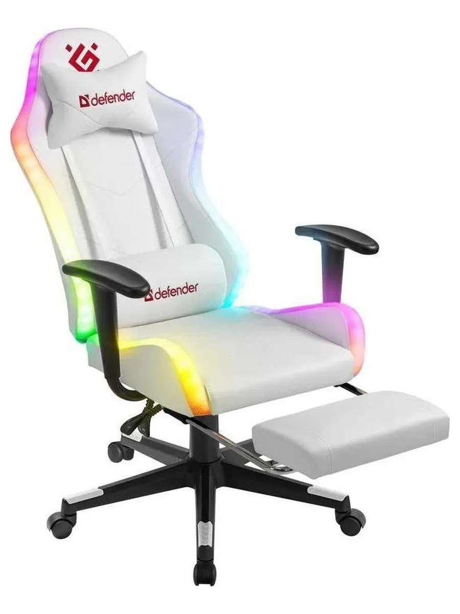 Кресло игровое Defender Watcher Белый, подсветка, полиуретан - фото 4