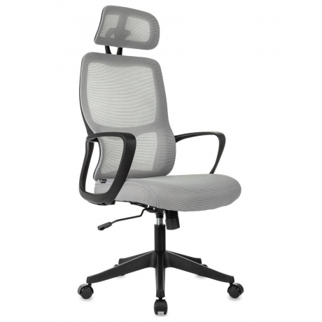 Кресло руководителя Бюрократ Wise серый, сетка/ткань, с подголов...