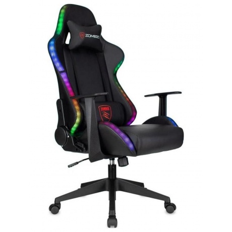 Кресло игровое Zombie GAME RGB черный эко.кожа/ткань крестов. пластик - фото 1