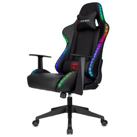 Кресло игровое Zombie GAME RGB черный эко.кожа/ткань крестов. пластик - фото 3