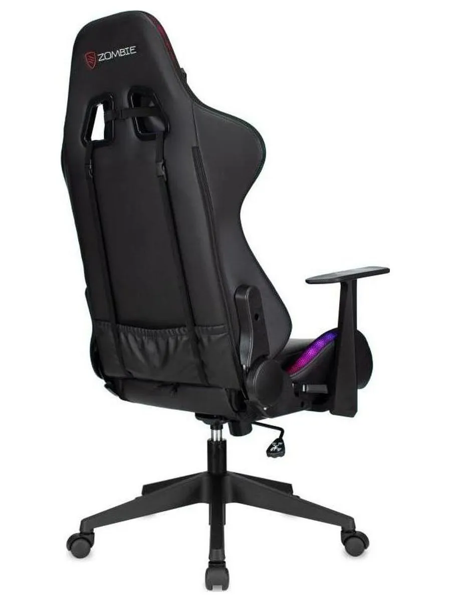 Кресло игровое Zombie GAME RGB черный эко.кожа/ткань крестов. пластик - фото 6