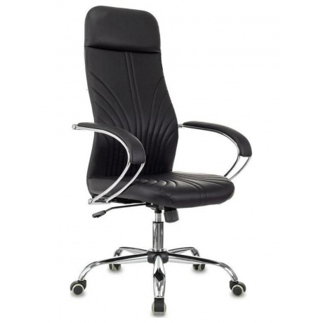 

Кресло руководителя Бюрократ CH-610SL-Lux черный. эко.кожа. крестов. металл хром