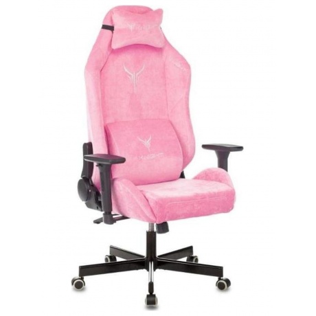 Кресло игровое Knight N1 Fabric розовый Velvet 36 с подголов. крестовина металл