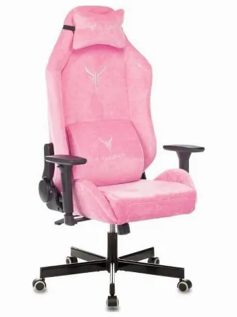 Кресло игровое Knight N1 Fabric розовый Velvet 36 с подголов. кр...