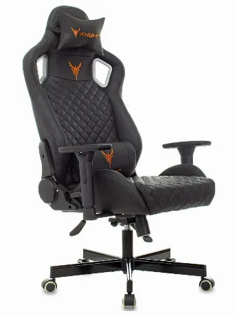Кресло игровое Knight OUTRIDER черный ромбик эко.кожа с подголов...