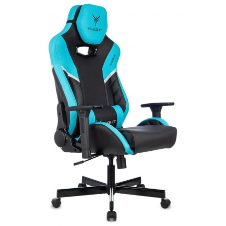 

Кресло игровое Knight Thunder 5X черный/голубой эко.кожа крестов. металл