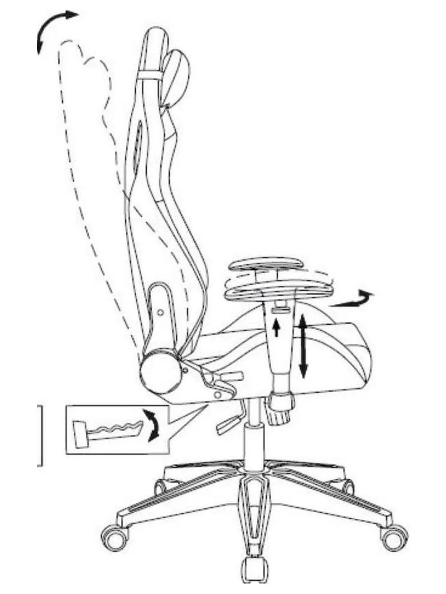 Кресло игровое Knight Outrid Smile черный эко.кожа крестов. пластик - фото 24