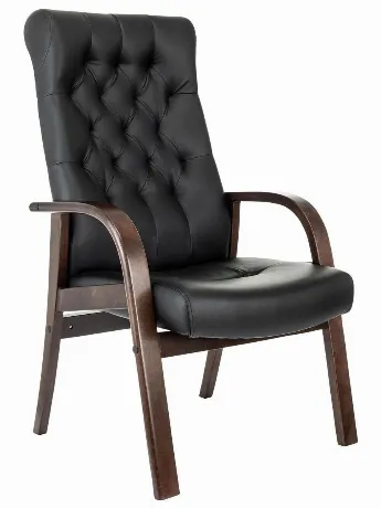 Кресло Бюрократ T-9928WALNUT-CF черный, кожа на ножках/дерево
