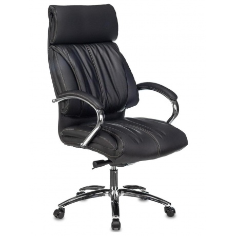 

Кресло руководителя Бюрократ T-9904NSL черный, кожа, с подголов. крестовина металл хром