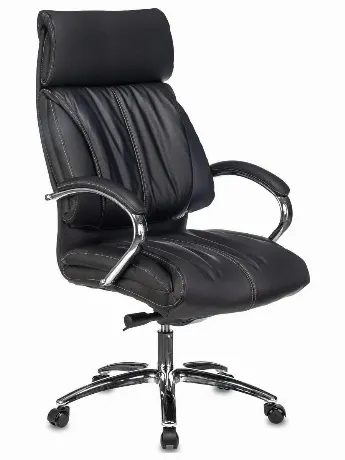 Кресло руководителя Бюрократ T-9904NSL черный, кожа, с подголов....