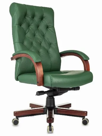 Кресло руководителя Бюрократ T-9928Walnut зеленый, кожа, крестов...