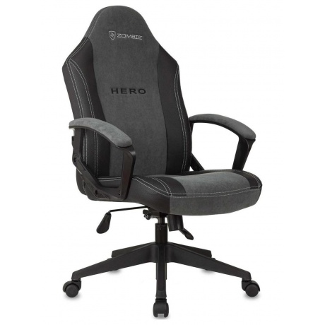 Кресло игровое Zombie Hero серый текстиль/эко.кожа крестов. пластик - фото 1