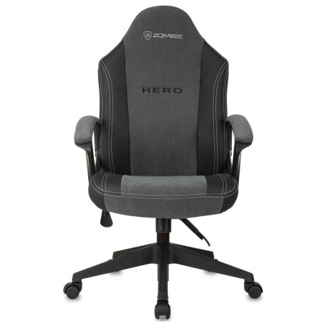 Кресло игровое Zombie Hero серый текстиль/эко.кожа крестов. пластик - фото 2