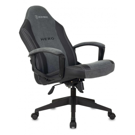 Кресло игровое Zombie Hero серый текстиль/эко.кожа крестов. пластик - фото 11