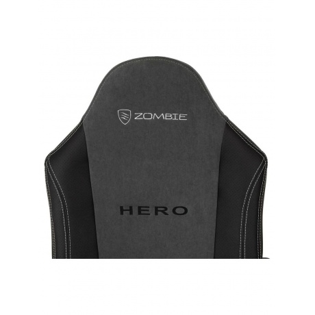 Кресло игровое Zombie Hero серый текстиль/эко.кожа крестов. пластик - фото 7