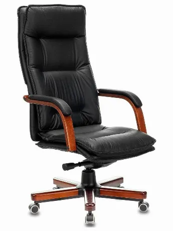 Кресло руководителя Бюрократ T-9927WALNUT/BLACK черный, кожа, кр...
