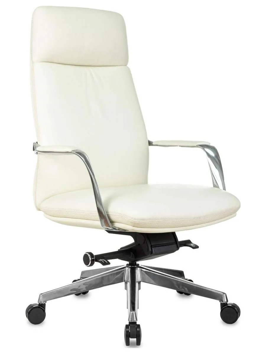 Кресло руководителя Бюрократ _VEGA белый, кожа, крестов. алюминий - фото 1