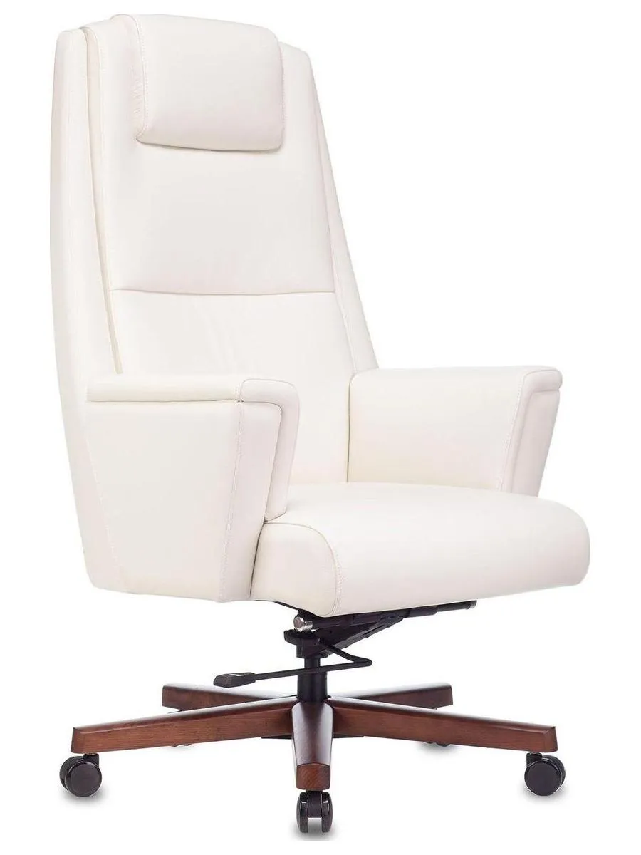 Кресло руководителя Бюрократ _DUKE белый, кожа, крестовина металл/дерево - фото 1