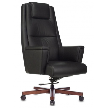 Кресло руководителя Бюрократ _DUKE черный, кожа, крестовина металл/дерево - фото 1