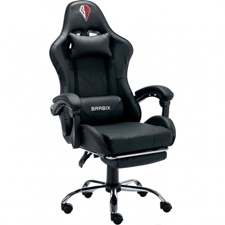 

Кресло компьютерное BRABIX Dexter GM-135, подножка, две подушки, экокожа, черное, 532800