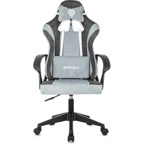 Кресло компьютерное BRABIX Forcer GM-127, 2 подушки, ткань, серо...