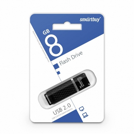 Флэшка Smartbuy USB 2.0 Flash Drive 8GB Quartz series Black (SB8GBQZ-K) - фото 1