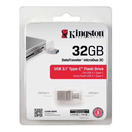 Флешка Kingston 32Gb DataTraveler microDuo (DTDUO3C/32GB) USB3.0 белый - фото 6