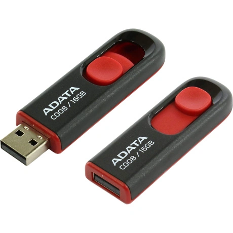 Флешка A-Data 16Gb C008 (AC008-16G-RKD) USB2.0 Black/Red