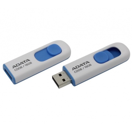 Флешка A-Data 16Gb C008 (AC008-16G-RWE) USB2.0 White/Blue - фото 2