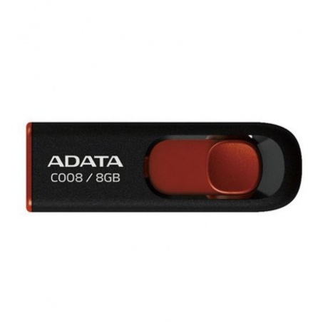 Флешка A-Data 8Gb C008 (AC008-8G-RKD) USB2.0 Black/Red - фото 1