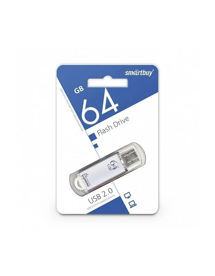 Флешка SmartBuy 64Gb V-Cut silver USB 2.0