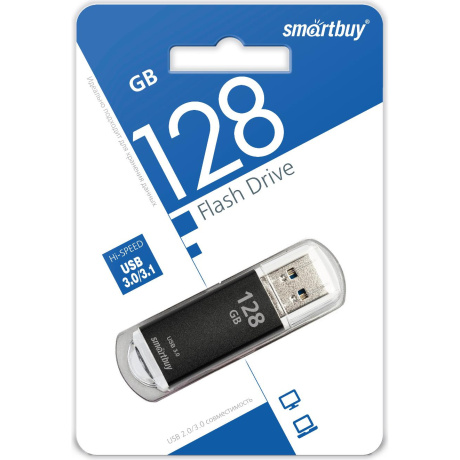 Флешка SmartBuy 128Gb V-Cut black USB 3.0 - фото 1