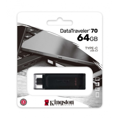 Флешка Kingston 64Gb DataTraveler 70 (DT70/64GB) USB 3.0 черный - фото 1